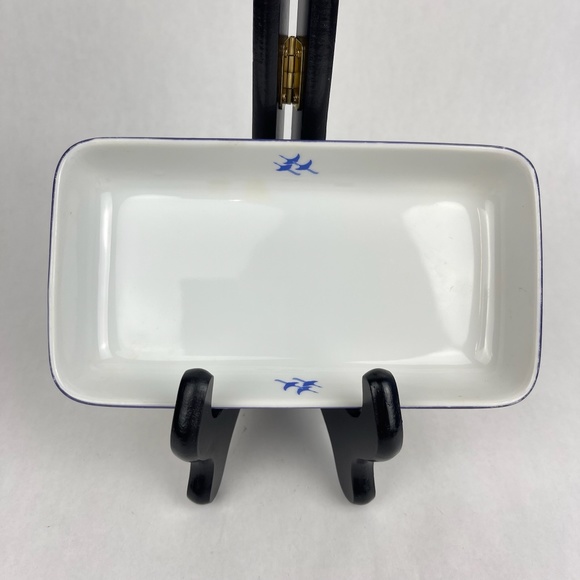 RARE Vintage JAL Japan Airlines Noritake Rectangular Snack Plates Cranes Set/4 - Picture 6 of 13